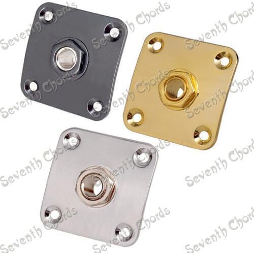3 Pcs 35MM*35MM Metal Square Jack Plate Jackplate and Jack Socket for Mono LP Electric Guitar - Chrome - Black - Gold