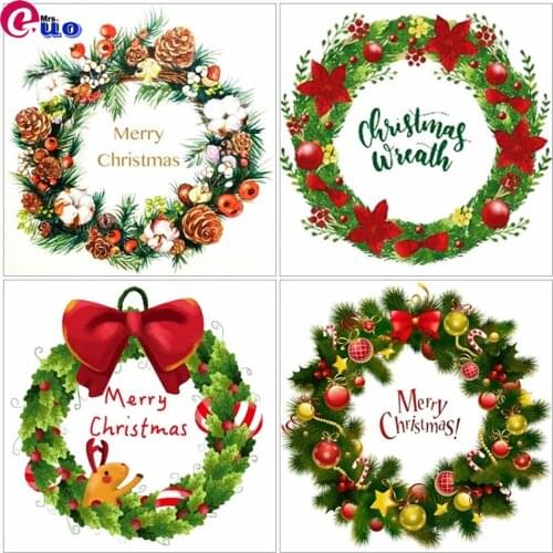 5d Diamond Painting Full Square Diy Christmas Wreath Cross Stitch Kits Handicraft Diamond Embroidery Landscape Mosaic Home Decor