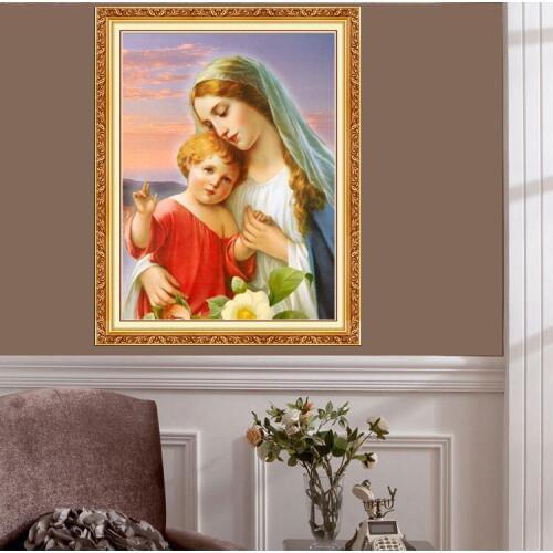 Christian Diamond Cross Stitch 5D Full Virgin Mary Immaculate Virgin Mary Icon Diamond Painting Catholicism