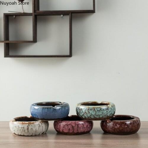 Household Ceramic Ashtray Simple Household Living Room Anti-fly Ash Ashtray Living Room Storage Box Home Decoration Accessories