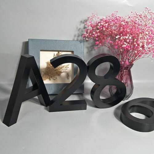 Black Metal 3D Modern House Numbers Sign 0-9 ABC Outdoor Waterproof Home apartment Door Plates Stainless Steel Lettre Addresss