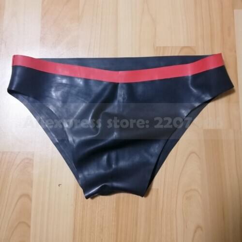 Black and red trims latex panties rubber men briefs underwear male lingerie handmade RLPM177