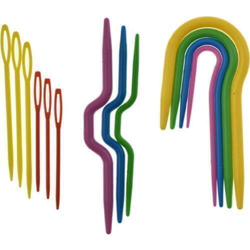 Home 13pcs Knitting Cable Needles Sewing Needles Long Plastic Knit Stitch Knitting Needles Crochet Hook Craft Knitting DIY Tools