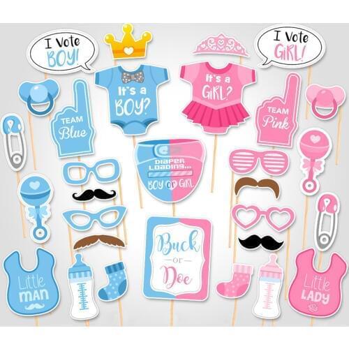 Photo Booth Boy and Girl Baby Shower Birthday Party Photo Booth Props Newborn Bady Photobooth Props 1st Birthday Chridrens
