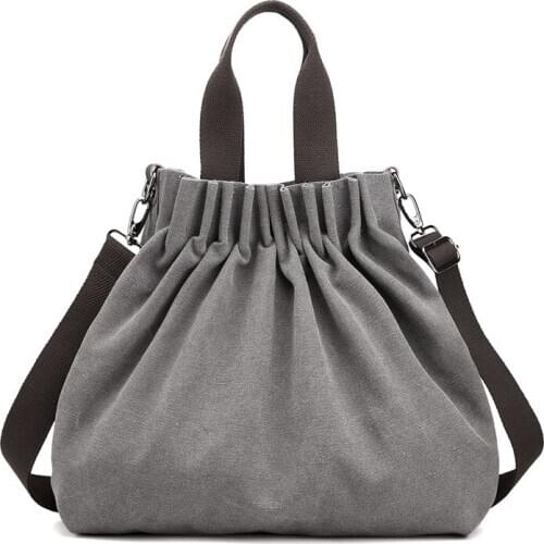 2020 new Canvas ladies hand bags Pleated Large womens bag high quality big crossbody bags for women Simple Fashion Woman bags