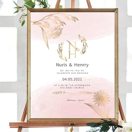 Personalized Welcome Sign Canvas Paintings Wedding Decor Custom Name and Date Poster Waterproof Painting for Wedding Decoration