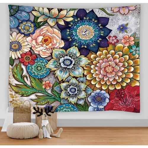 India Mandala Tapestry Wall Hanging Boho Decor Wall Cloth Tapestries Psychedelic Hippie Tapestry Colorful Mandala Wall Carpet