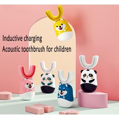 Induction charging intelligent acoustic wave childrens electric toothbrush U-shaped standard with two brush heads