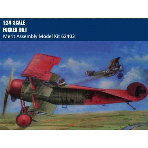 Merit 62403 1/24 Scale WWⅠ Fokker Dr.1 Fighter Assembly Aircraft Model Kits