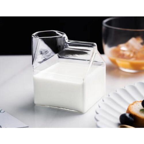 Milk mug 350ML glass mug milk Carton milk box coffee mug and cup Half Pint Style Creative Creamer Jug Christmas birthday gift