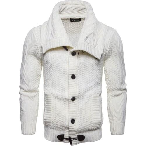 Mens Winter Warm Solid Long Sleeve Knit Cardigan Tops Autumn Turtleneck Buttoned Sweater Coat For Men Casual Streetwear