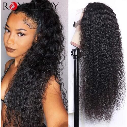 Human Hair Wigs Kinky Curly Lace Front Wigs Pre Plucked Hairline 4X4 Lace Closure Wigs Deep Curly Hair Wigs for Black Women