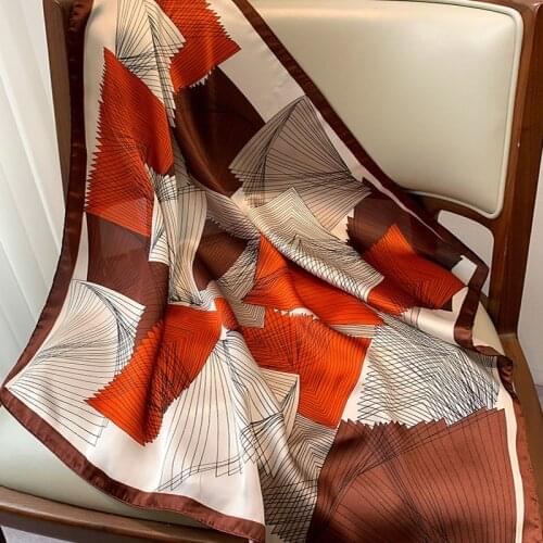 Fashion Kerchief Floral Print Silk Satin Hair Scarf For Women Small Bandana Head Scarfs 70*70cm Headband Neck Scarves For Ladies