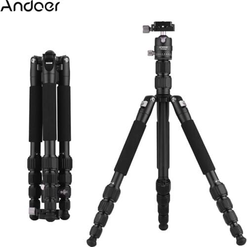 Andoer Portable 58 Inch Travel Camera Tripod Aluminum Alloy Folding Tripod Stand for Canon Nikon Sony DSLR Cameras Camcorders