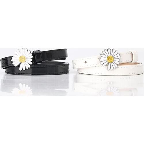 2020 New Ladies Small Daisy Fashion Patent Leather Belt Korean Casual Sweater Dress Decoration Thin Belt All-match
