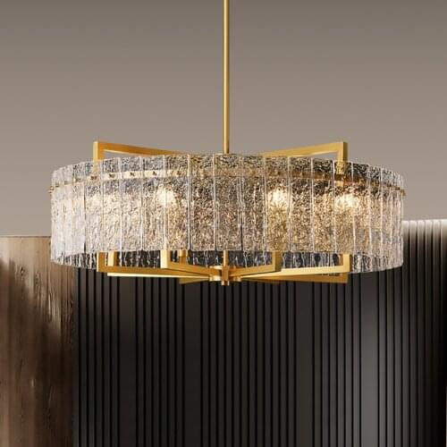 New Modern Chandeliers for Living Room Brushed Brass Round Chandelier loft Hand-made Glass Indoor Lighting Decor Atr Design Lamp