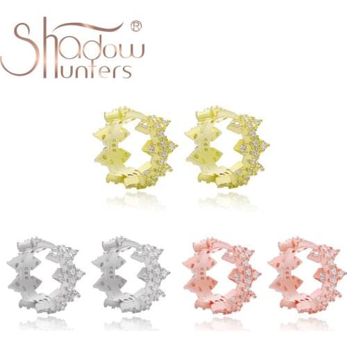 SHADOWHUNTERS Silver 925 Huggies Hoop Earrings With White Zircon For Women Jewelry Multiple Arrows Earring Elegant Femme Gift