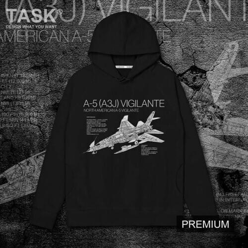 USA North American A5 Vigilante Navy attack fighter weapon fan cotton thick coat hoodies mens casual harajuku sportswear tide