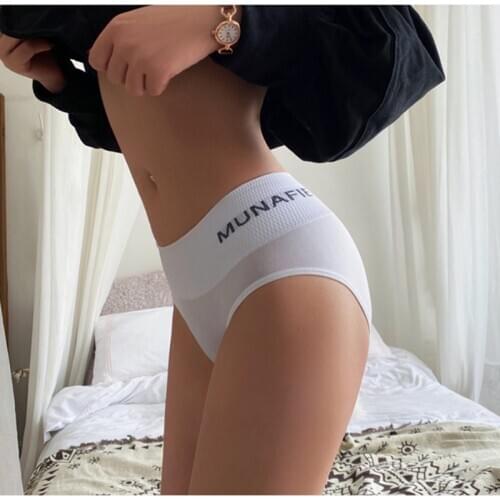 New Womens Sexy White Cotton Panties Underwear Female Fashion Seamless Soft Briefs High Waist Comfort Ladies Intimates Lingerie