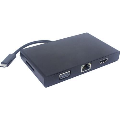 TYPE-C TO VGA+HDMI+USB3.0*2+SD card+Audio+RJ45+PD Docking