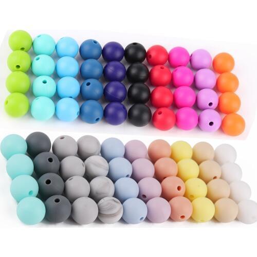 TYRY.HU 20pc/lot 12mm Silicone Beads Teething Necklace Bead DIY Pacifier Chain Clip BPA FREE Baby Teether