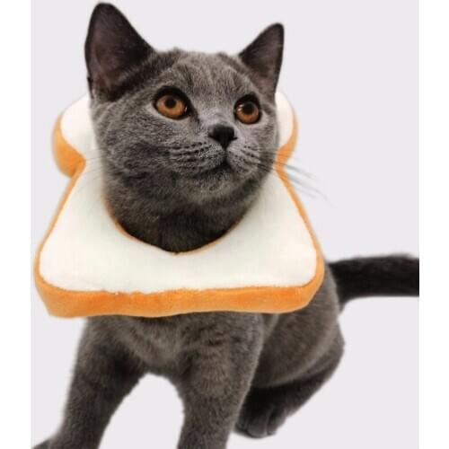 Funny Pet Cat Collar Soft Velvet Toast Bread Shape Collars for Small Medium Larger Cats Puppy Kitten Pets Product