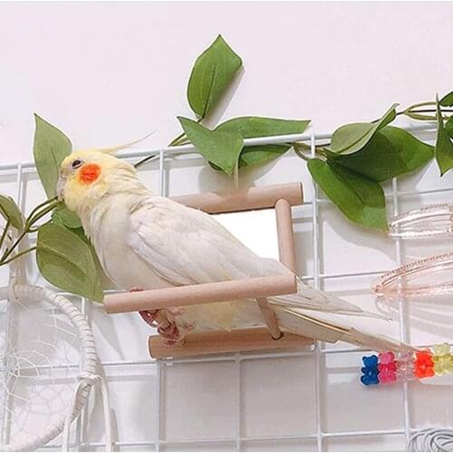 Bird Mirror With Perch Bird Perch Mirror Toy Stand Bird Toy For Parrot Parakeets Cockatiels Cage