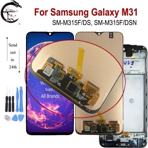 LCD For SAMSUNG Galaxy M31 2020 LCD With Frame M315 Display SM-M315F/DS LCD Screen Touch Sensor Digitizer Assembly Replacement