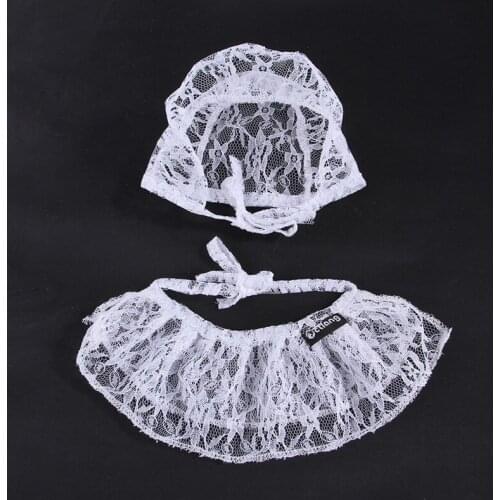 1set Pet Hat Breathable Neck Puppy Lace Skirt for Cat Supplies Halloween Decoration