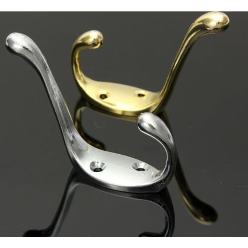 1 Piece Coat Double Hooks Hat Garment Clothes Robe Holder Bedroom Door Wall Mounted Hangers