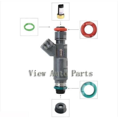 100 sets Fit for Ford Fuel Injector Repair Kits Including micro Filter rubber seal orings Plastic Washer Plastic Cap VD-RK-0014