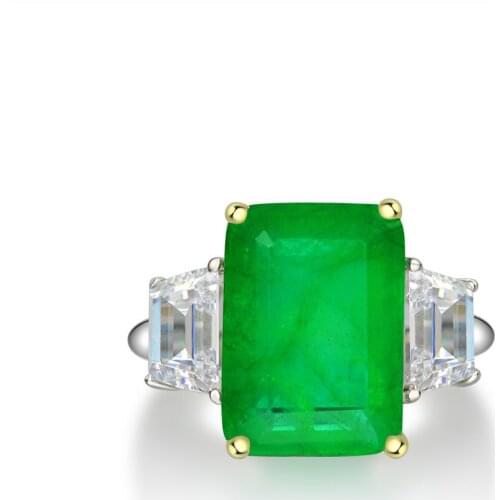 100% Solid 925 Sterling Silver 10x14MM Emerald Diamond Anniversary Party Rings for Women New Fine Jewelry Ring