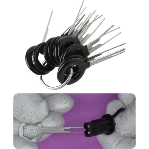 11Pcs Auto Car Plug Circuit Board Wire Harness Terminal Extraction Pick Connector Crimp Pin Back Needle Remove Tool Set