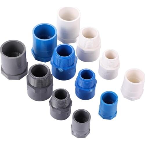 20/25/32mm PVC Connector 1/2" 3/4" 1"Female Male Thread PVC Water Pipe Adapter Garden Irrigation Tube Fitting Water Supply Joint