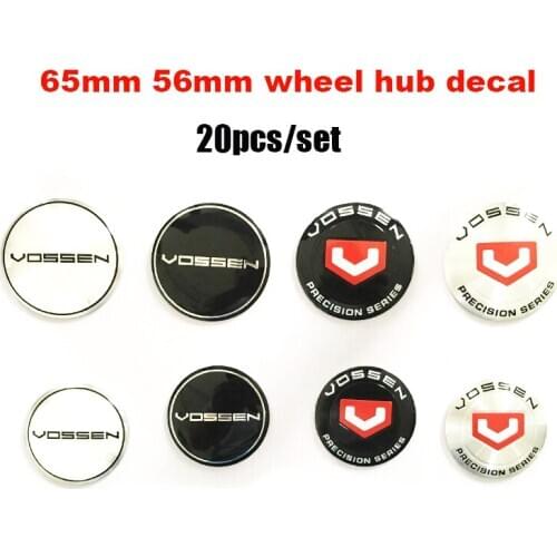 20Pcs Car Wheel Center Emblem Cover Sticker 56MM 65MM Auto Wheel Hub Cap Decal stickers for vossen Tire Accessories label