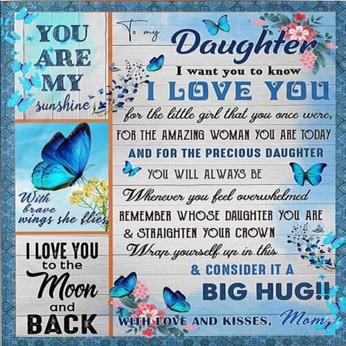 Letters 3D Printed To My Daughter Express Love Blanket Sherpa Blanket On Bed Home Textiles Blankets Christmas Gift Thicken