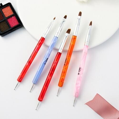 5Pcs Nail Brush Multi-purpose Dual-head Plastic Double-ended Nail Art Brush Manicure Pen for Nail Art Gradient Painting Drawing