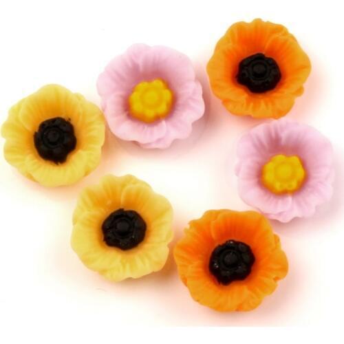 50Pcs 12mm Mixed Resin Flower Cabochon Flatback Decoration Crafts Embellishments For Scrapbooking Diy Accessories