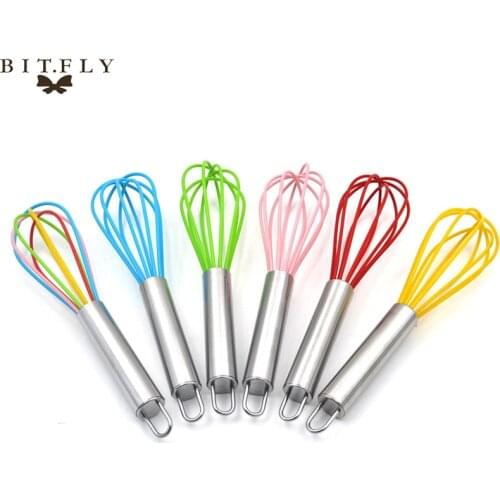 8 Inch Stainless Steel Balloon Wire Silicone Whisk Manual Egg Beater Mixer Kitchen Baking Utensil Milk Cream Butter Whisk Mixer