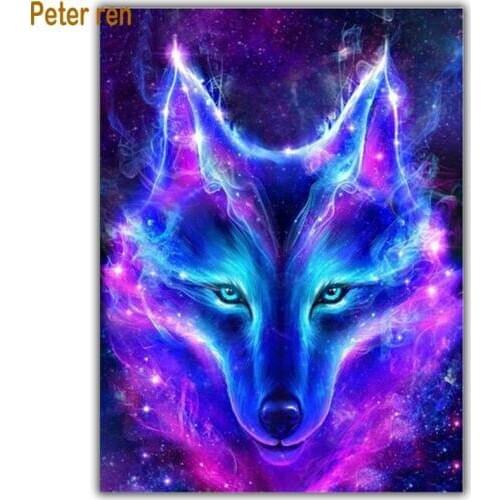Diy Diamond Painting Cross Stitch Crafts Diamond Embroidery 5 Round\Square Diamond Mosaic picture Rhinestone Light Wolf Shadow
