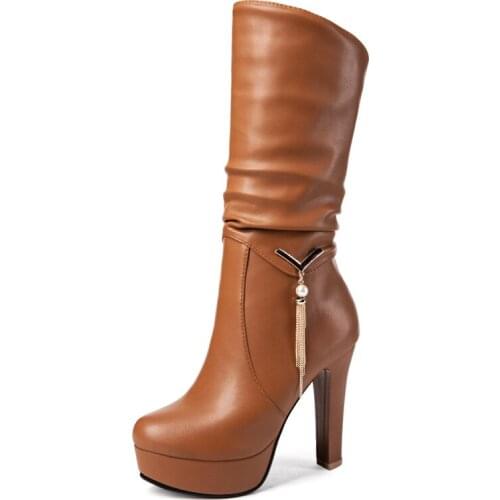 Big Size 9 10 11 12 boots women woman winter boots women women shoes botas Pearl metal pendant fold sleeve