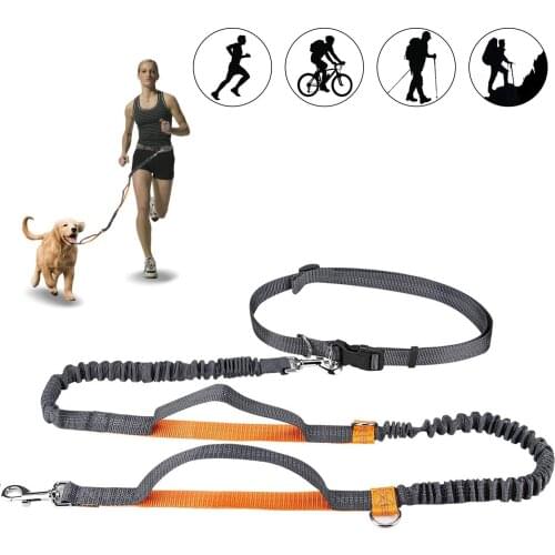Bungees for Dog 110Ibs, Adjustable Waist Belt , Reflective Stitching Leash for Running Walking Hiking