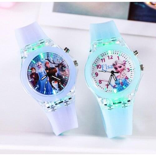 Disney Frozen Princess Sophia Silica gel jelly Childrens watch Colorful LED Girl toy watch Cartoons Childrens toy watch
