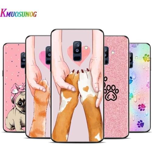 Cute Paw Print Dog For Samsung Galaxy A3 A5 A6 A7 A8 A9 A6S A8S A9S Star Plus 2016 2017 2018 Black Toft TPU Phone Case