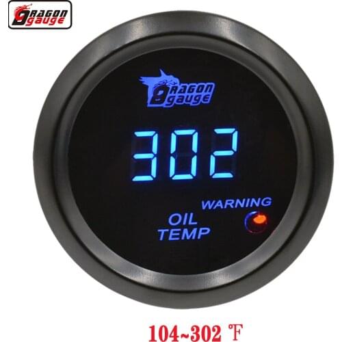 Dragon gauge 52mm Sunglassesl blue Light Digital Auto Car Oil temperature gauge 104-302Fahrenheit Oil Temp lMeter Free shipping
