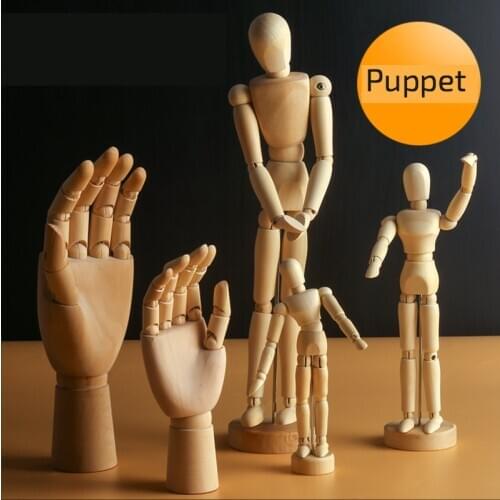 Drawing Wooden Puppet Model Sketch Painting Small Wooden Hand Flexible Movable Wooden Man Art Imitation Human Body Proportion