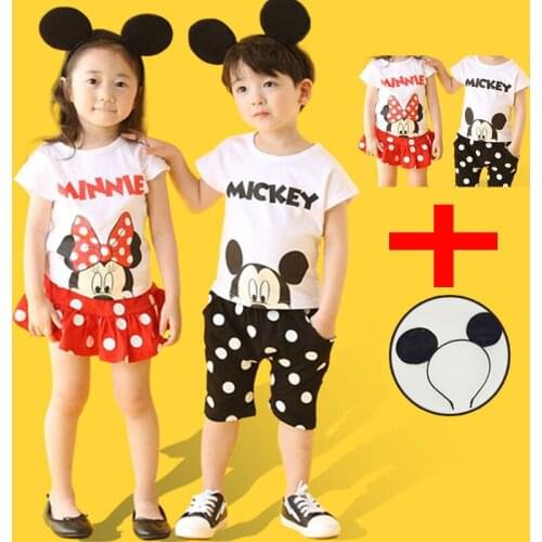 Childrens amusement park sets summer Mickey Minnie mouse short-sleeved party boy costume girl baby toddler cartoon set