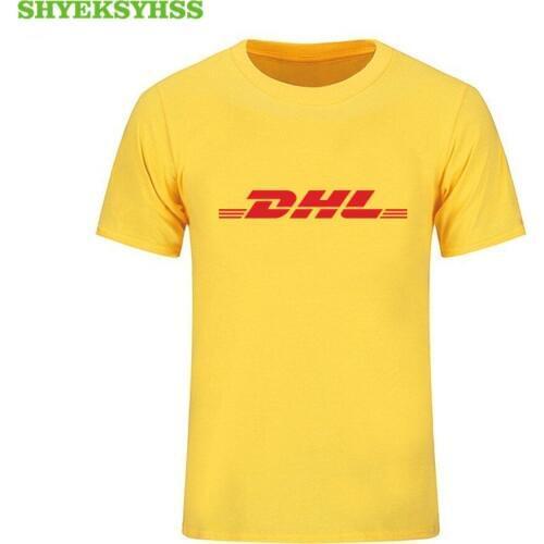 DHL print men T shirt international air transport cotton Tshirt postal logistics elements popular clothing tee men women T-shirt