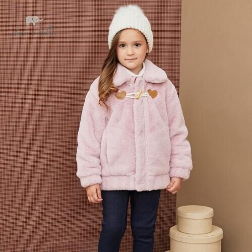 DKH15154 dave bella winter kids girls fashion solid pockets padded coat children cute tops high quality outerwear