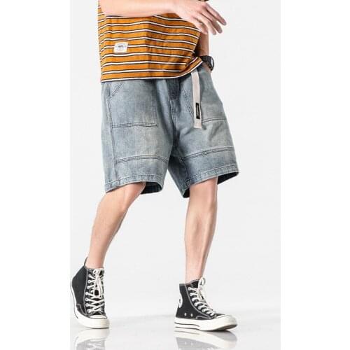 Denim shorts for men Loose, straight leg jeans Thin jeans for summer